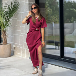 robe long plissée sur le coté