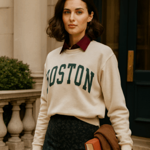 pull "boston" et chemise bordeaux