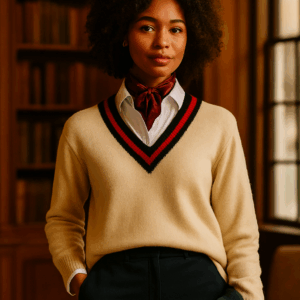 pull en col v et chemise femme